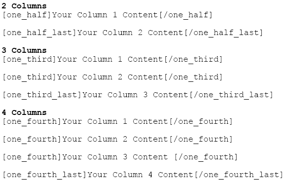 Sample code for creating columns